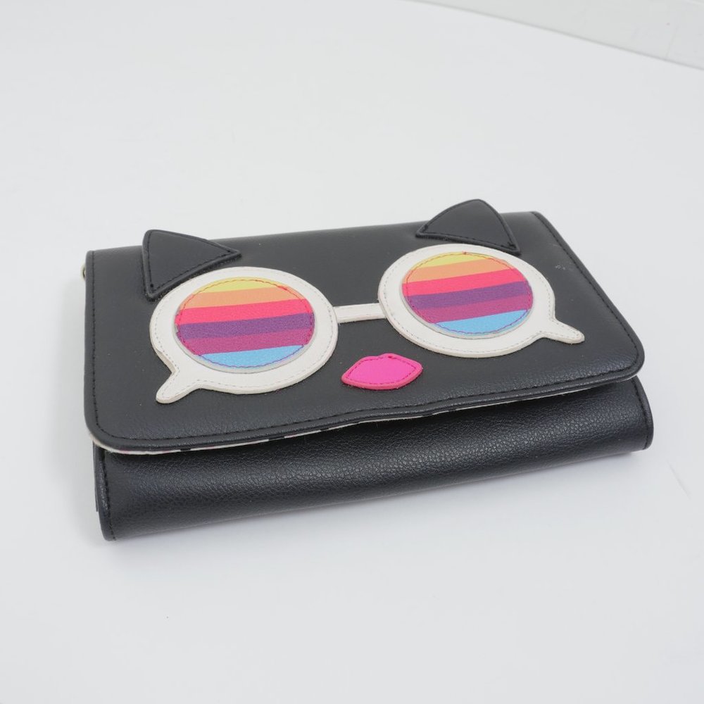 Luv Betsey Black Rainbow Sunglasses with Cat Ears Design Wallet/Clutch Crossbody - Picture 7 of 7